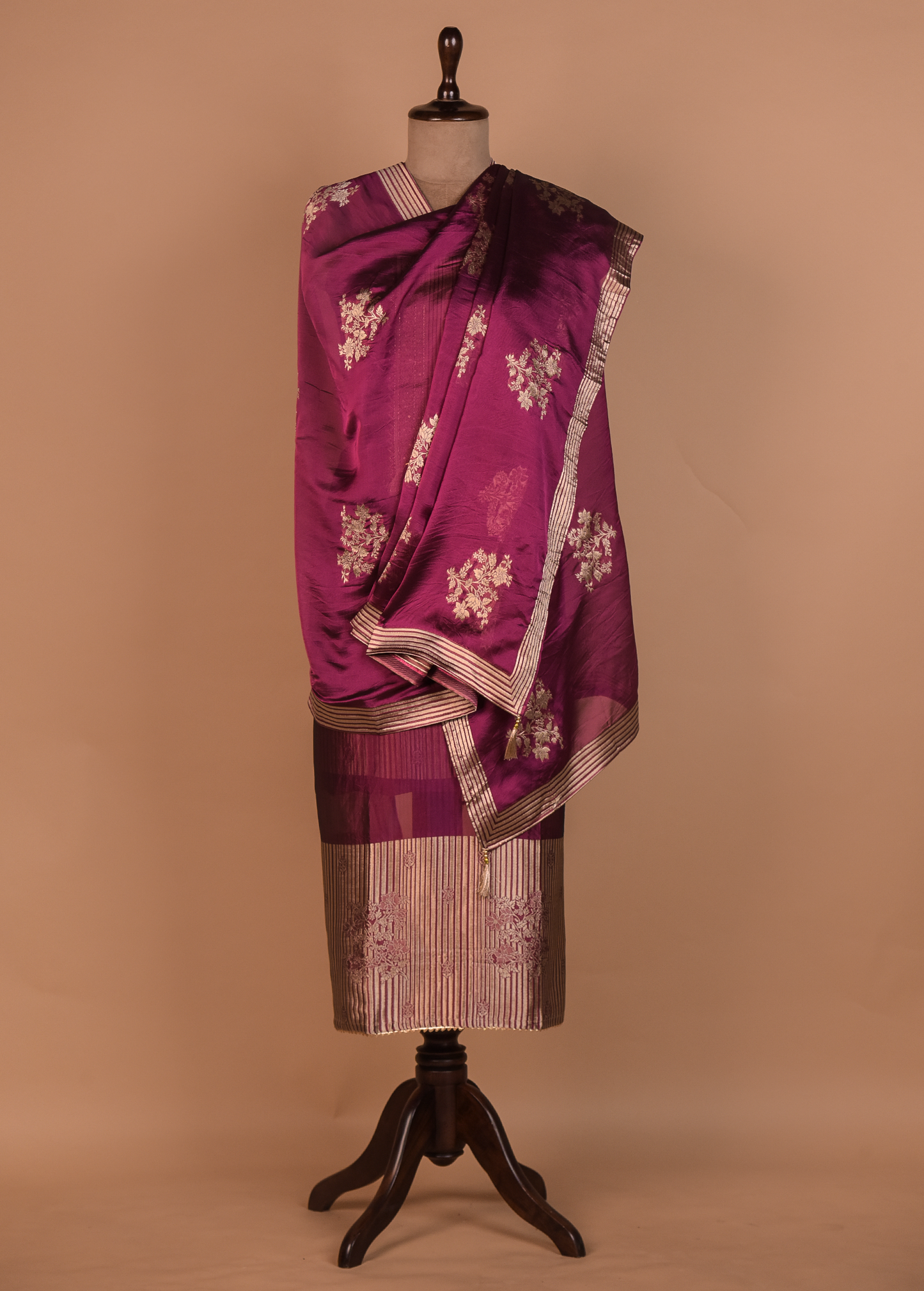 Wine Silk Dress Material