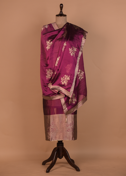 Wine Silk Dress Material