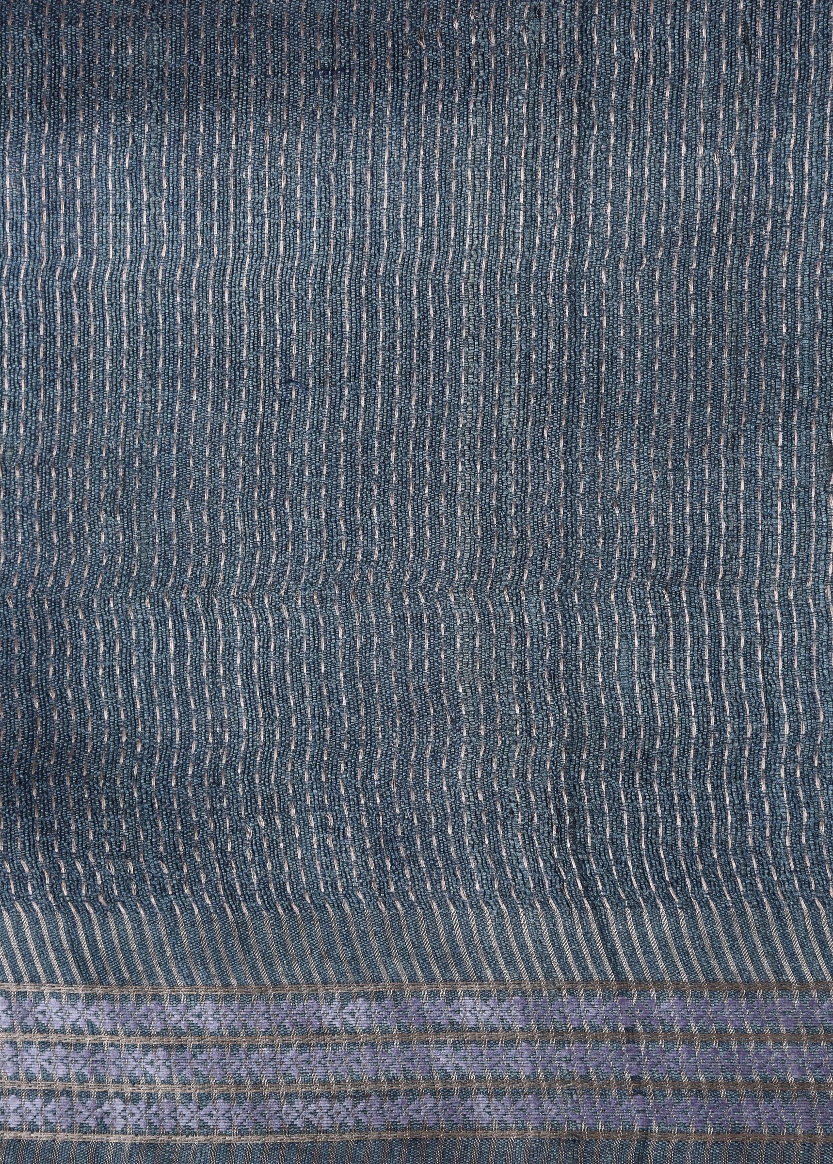Blue Printed Tussar Silk Saree - Image 4 | Greenways Delhi