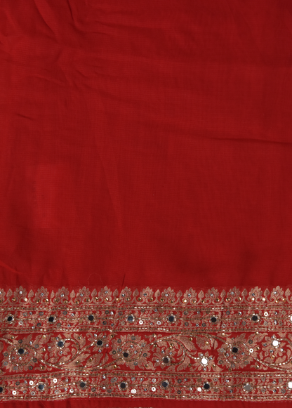 Red Georgette Banarasi Saree