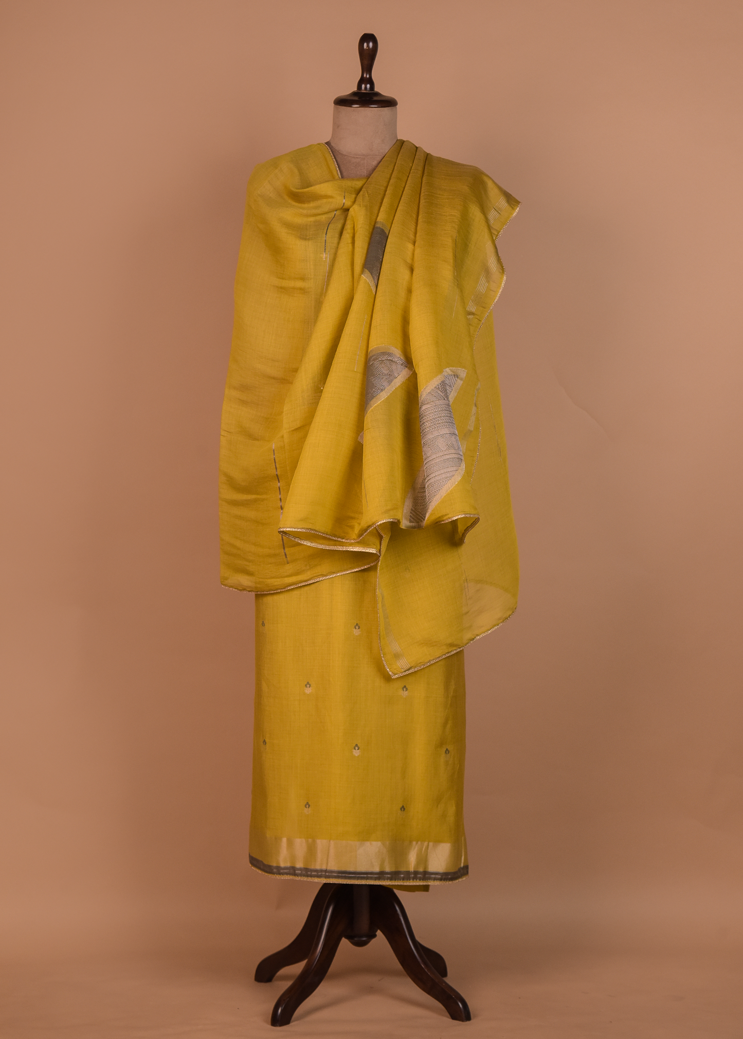 Yellow Cotton Silk Dress Material