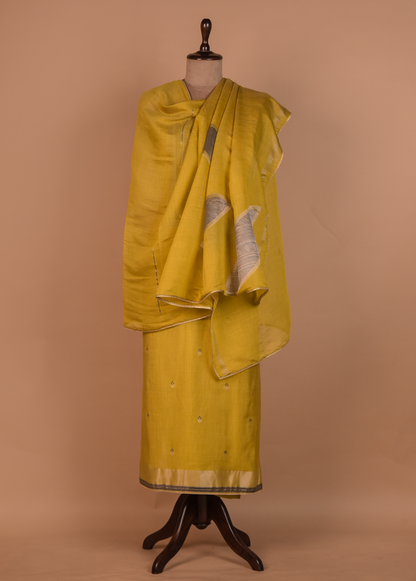 Yellow Cotton Silk Dress Material