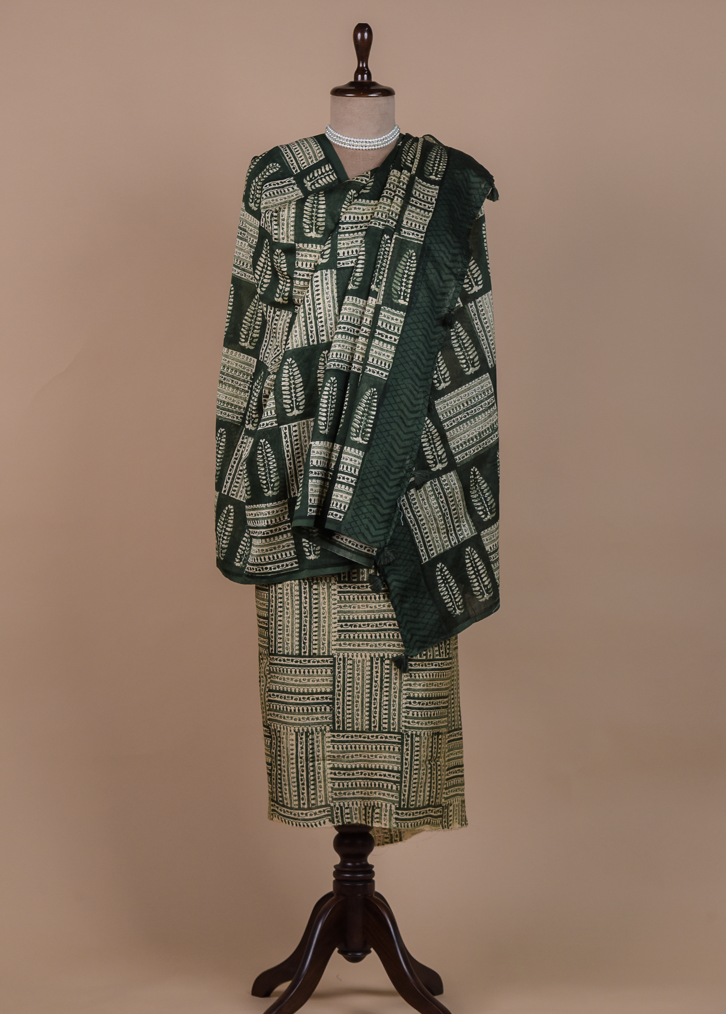 Green Cotton Tussar Dress Material