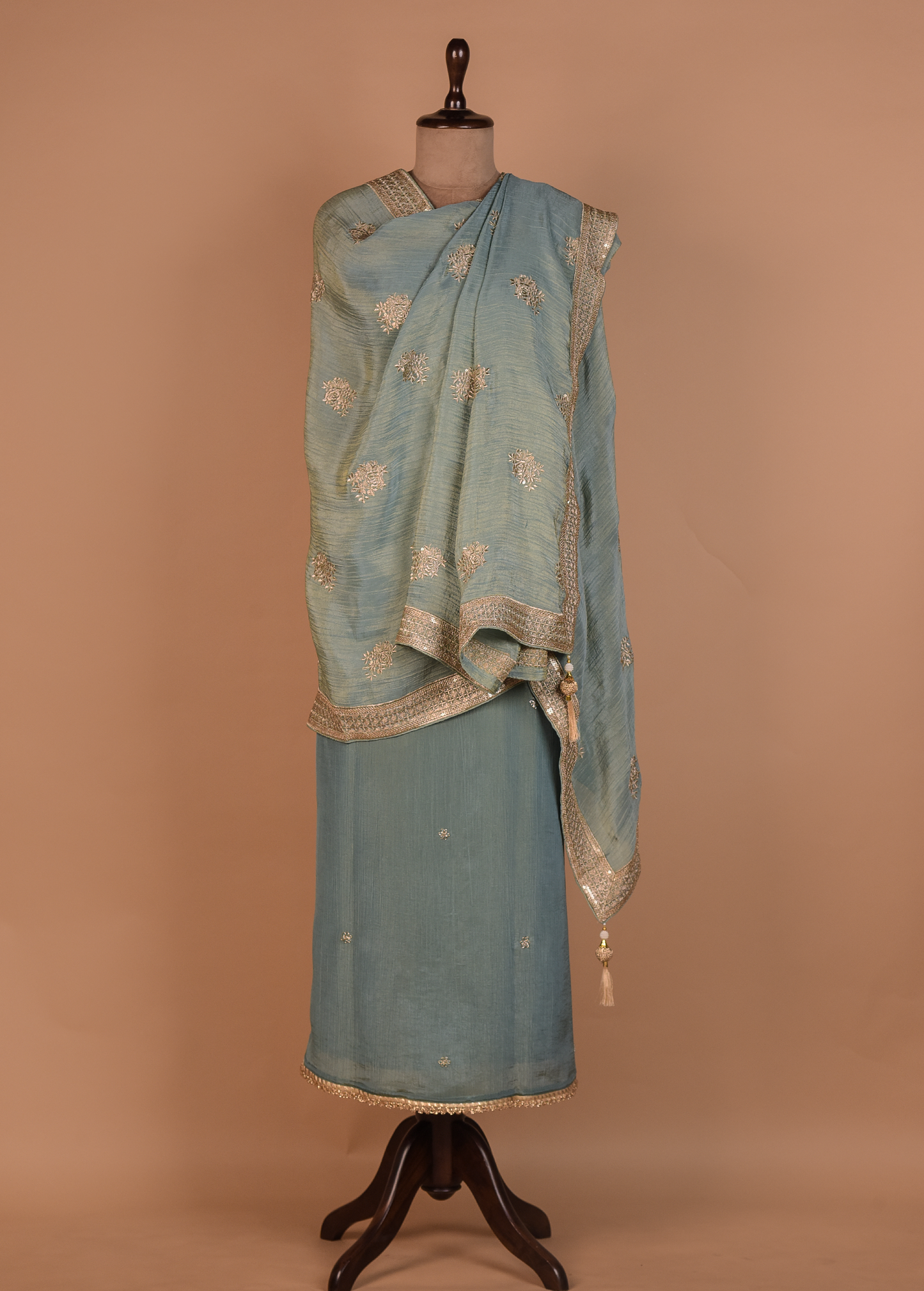 Blue Mushroo Silk Dress Material