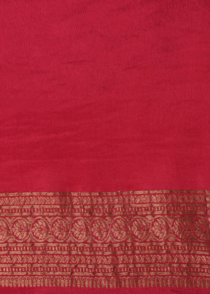 Red Crepe Banarasi Saree
