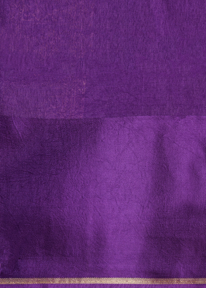Purple Crepe Kanjeevaram Saree
