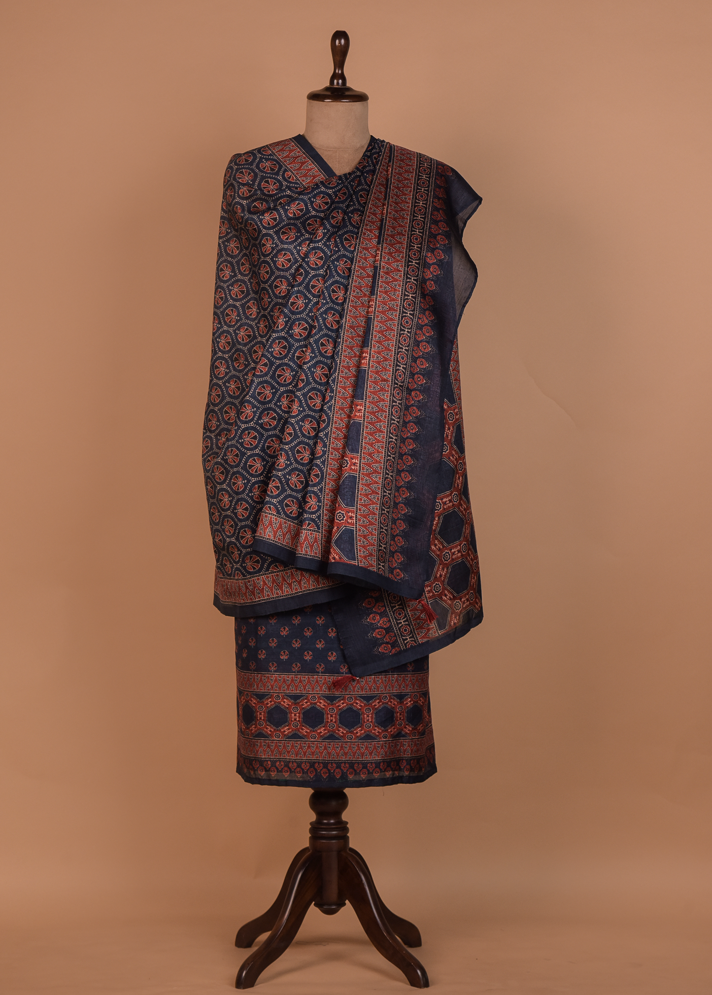 Blue Tussar Dress Material