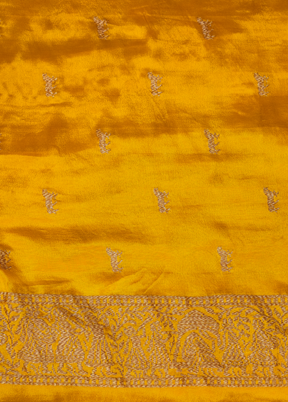 Yellow Crepe Banarasi Saree