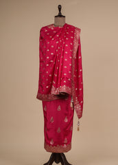 Pink Upada Silk Dress Material