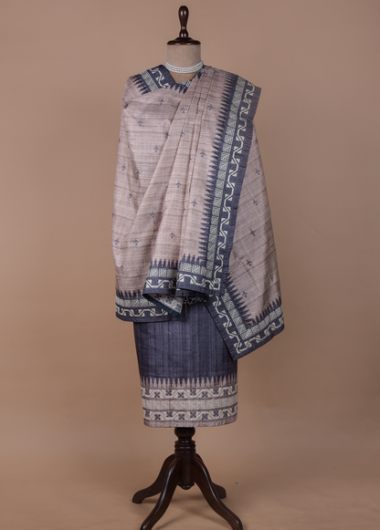 Purple Cotton Tussar Dress Material