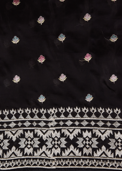 Black Organza Embroidered Saree