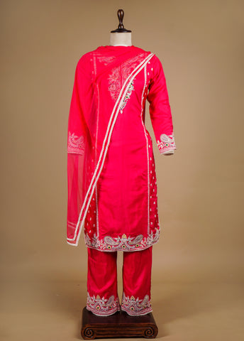 Pink Chanderi Silk Straight Set