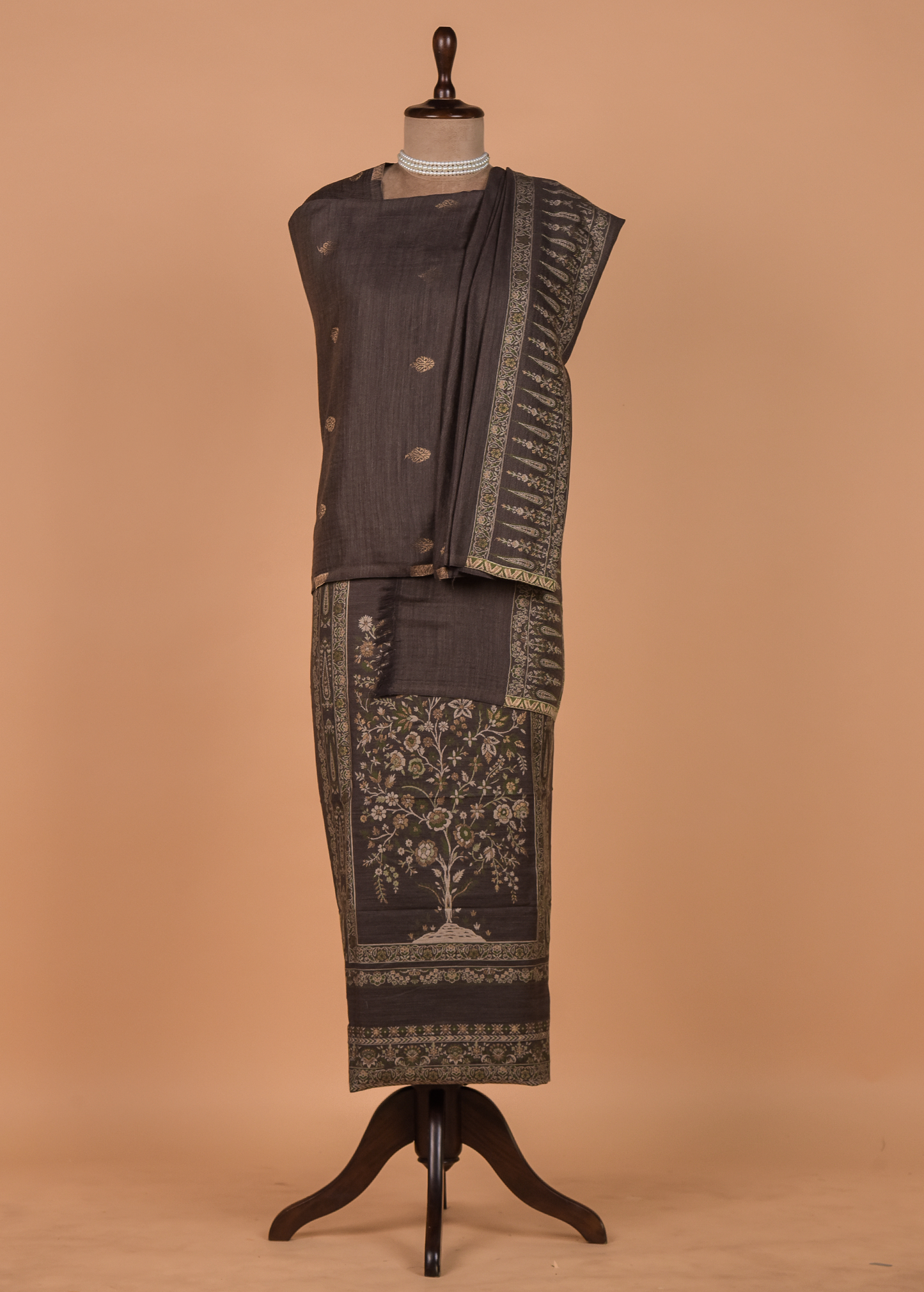 Grey Pashmina Dress Material