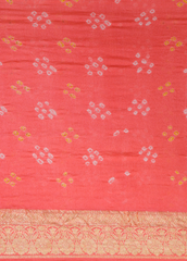 Peach Georgette Bandhani Saree