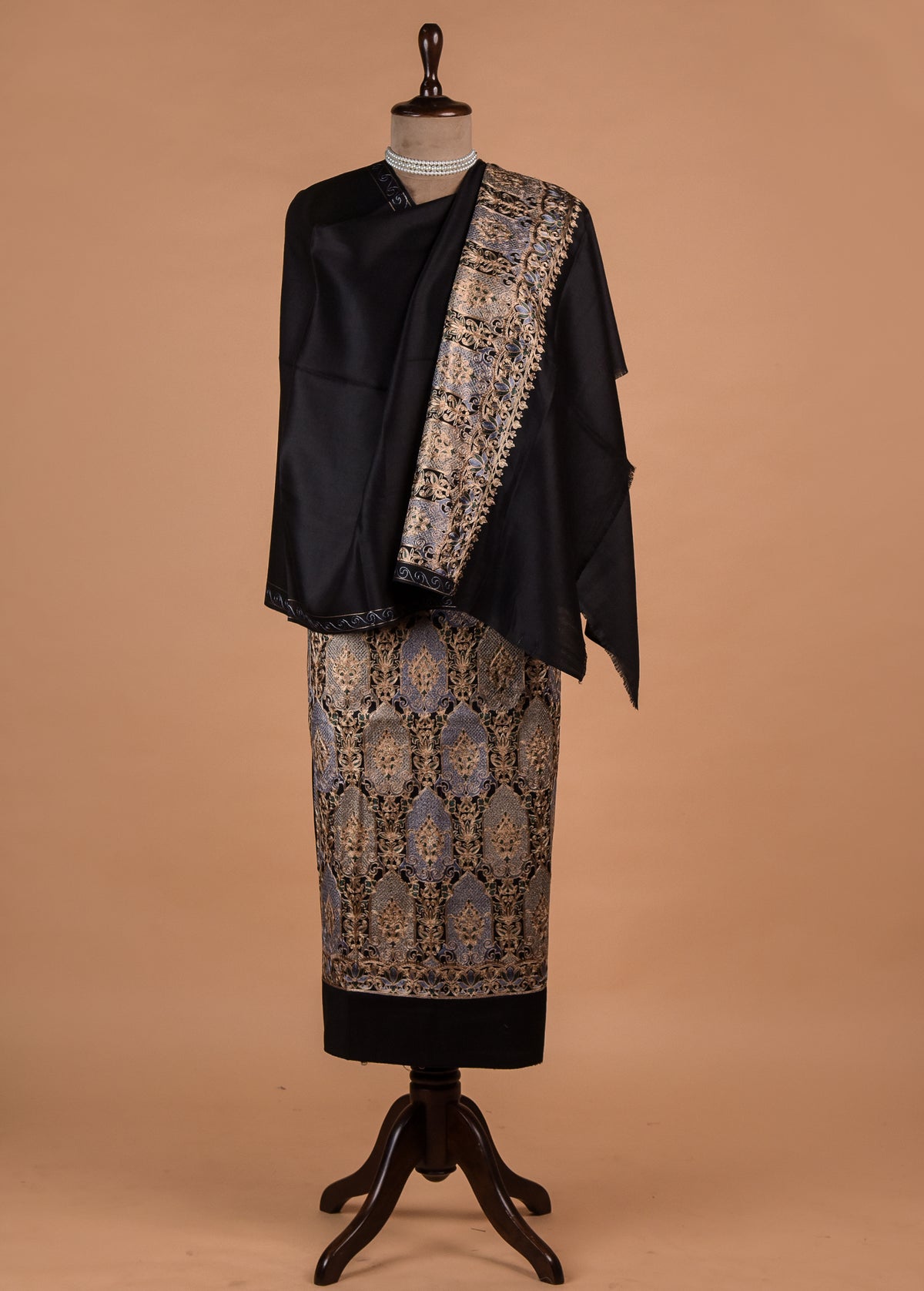 Black Pashmina Dress Material