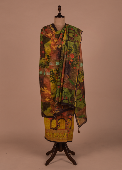 Multicoloured Mulmul Cotton Dress Material