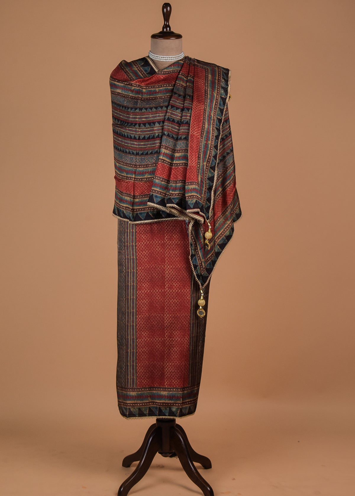 Red Crepe Dress Material