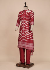 Red Crepe Kurti Set