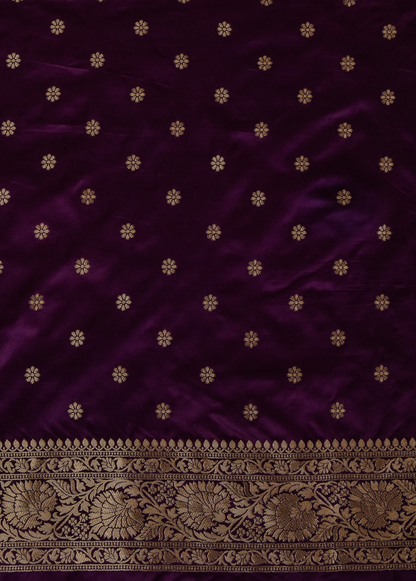 Purple Art Crepe Banarasi Saree