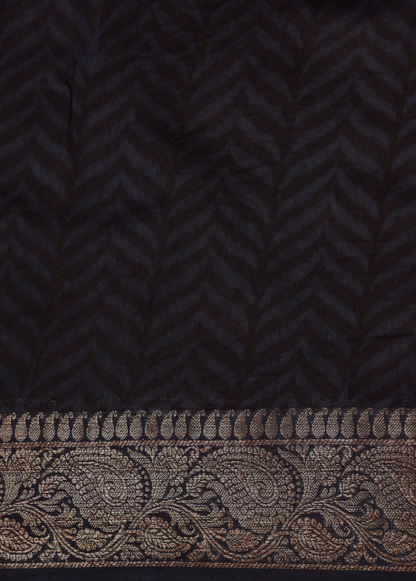 Black Cotton Printed Saree