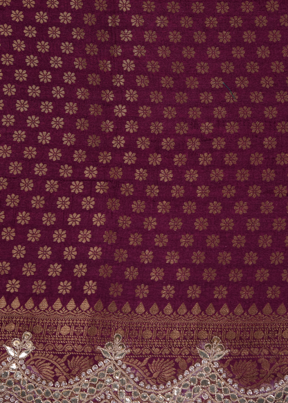 Pink Moroccan Silk Embroidered Saree