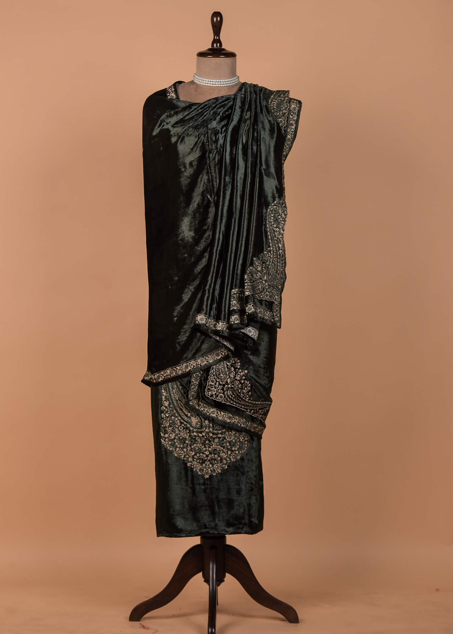 Green Velvet Dress Material