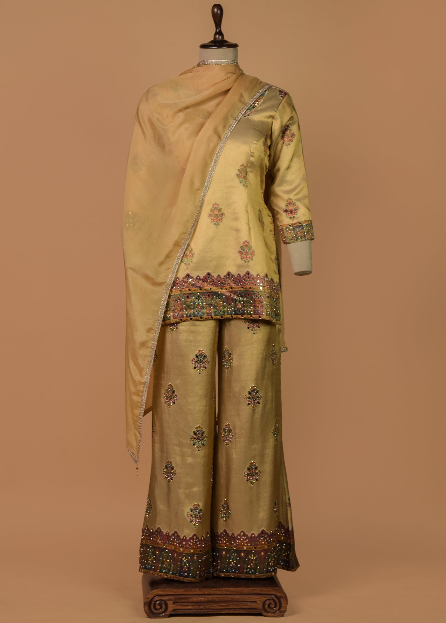 Gold Tissue Silk Coord Set