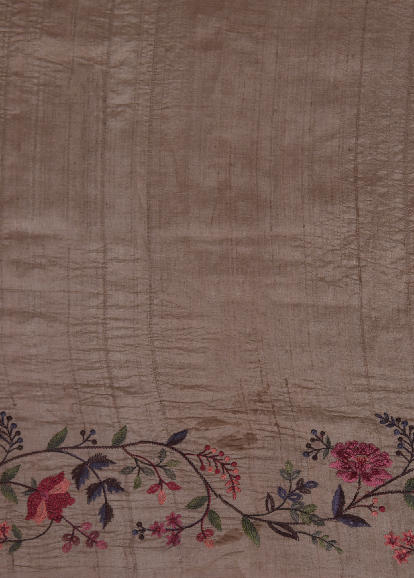 Beige Tussar Embroidered Saree
