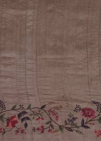 Beige Tussar Embroidered Saree