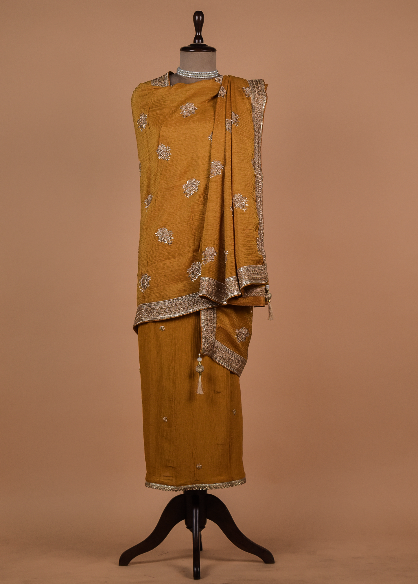 Mustard Mushroo Silk Dress Material