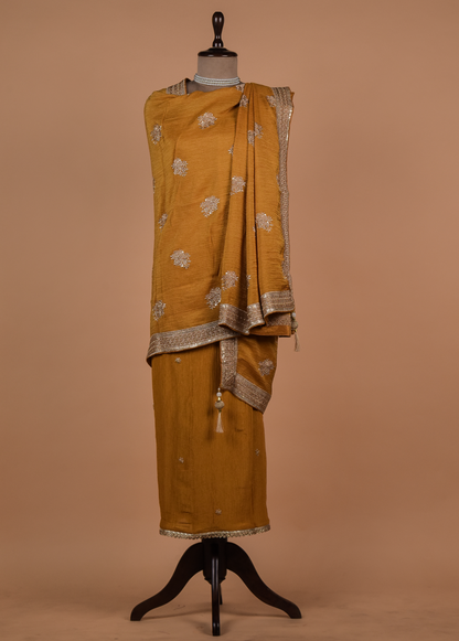 Mustard Mushroo Silk Dress Material