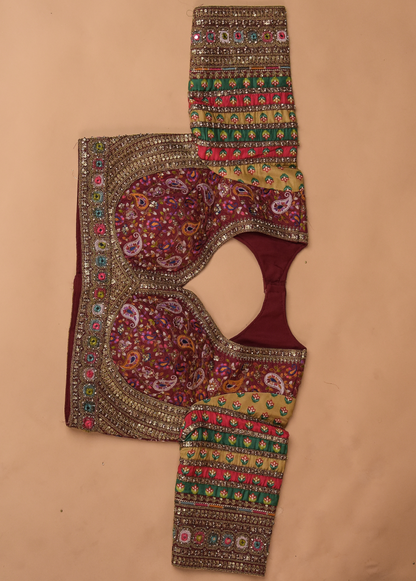 Pink Hand Embroidered Silk Saree