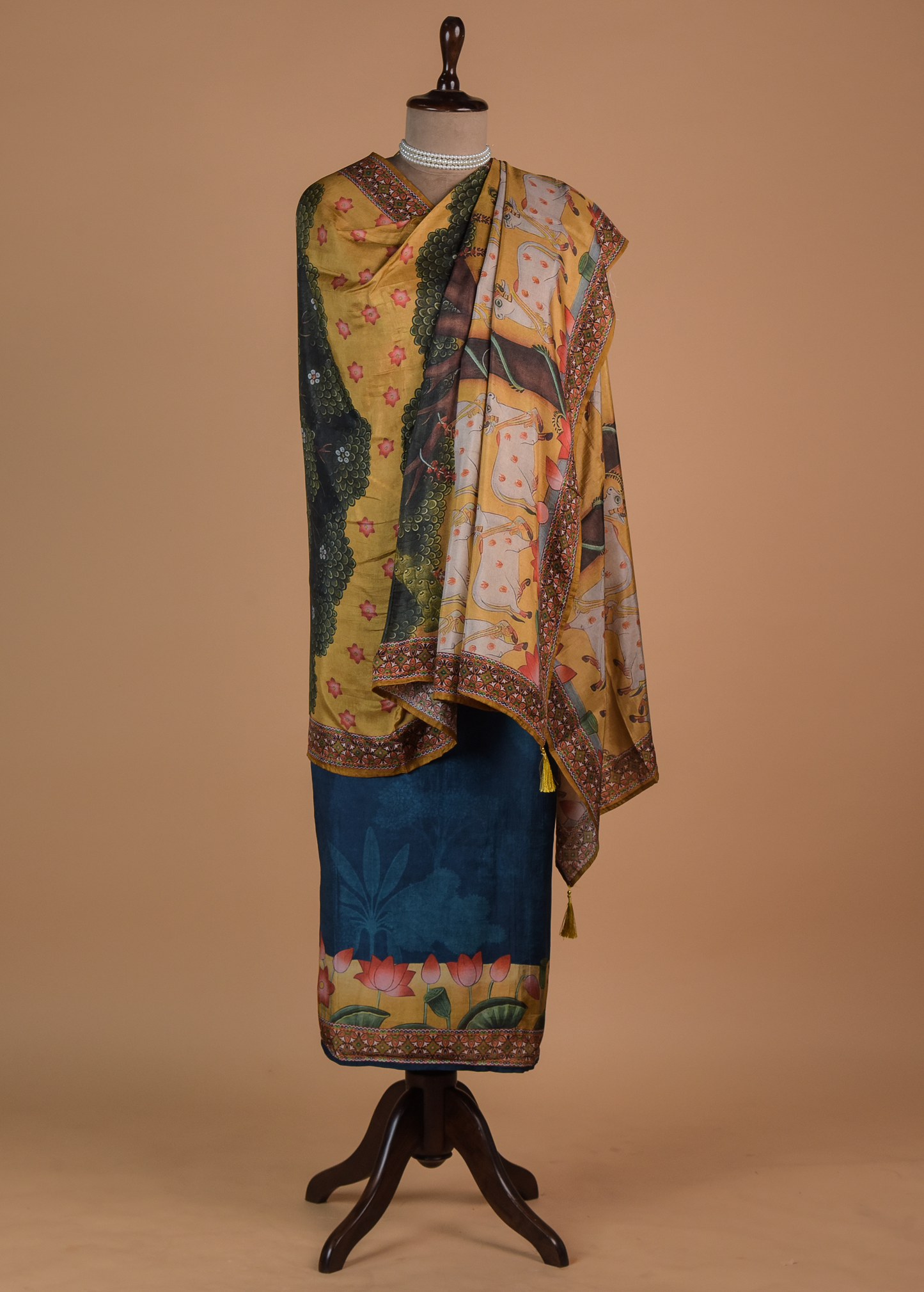 Multicoloured Crepe Dress Material