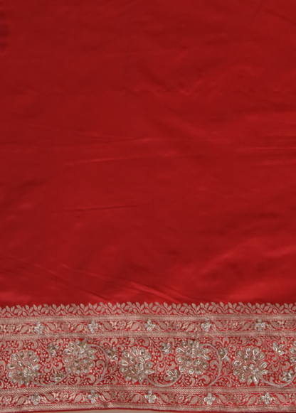 Red Crepe Silk Banarasi Saree