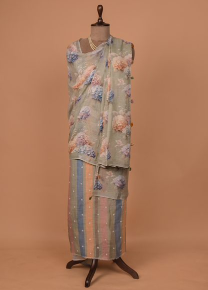 Multicoloured Linen Dress Material