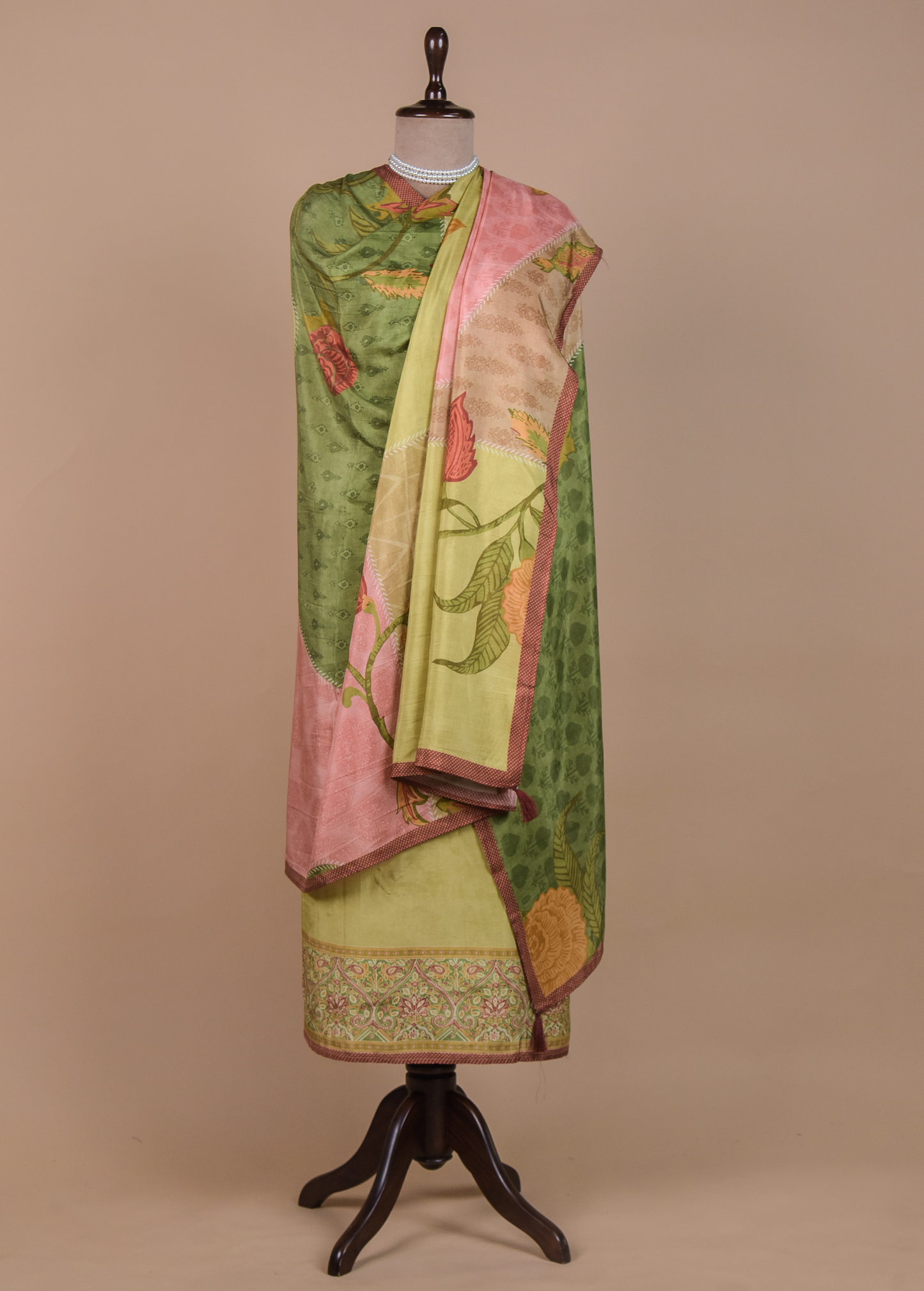Green Crepe Dress Material