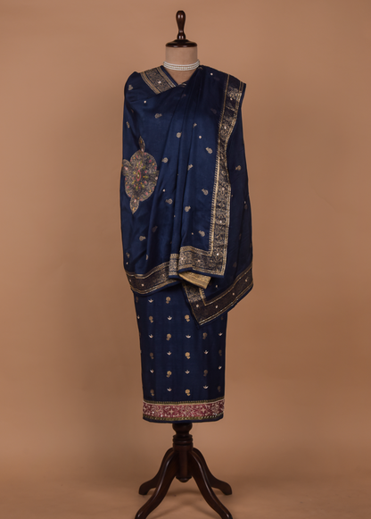 Blue Cotton Silk Dress Material
