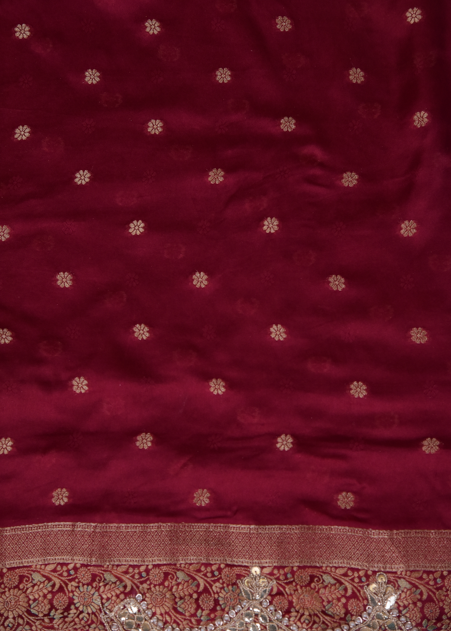 Red Moroccan Silk Embroidered Saree