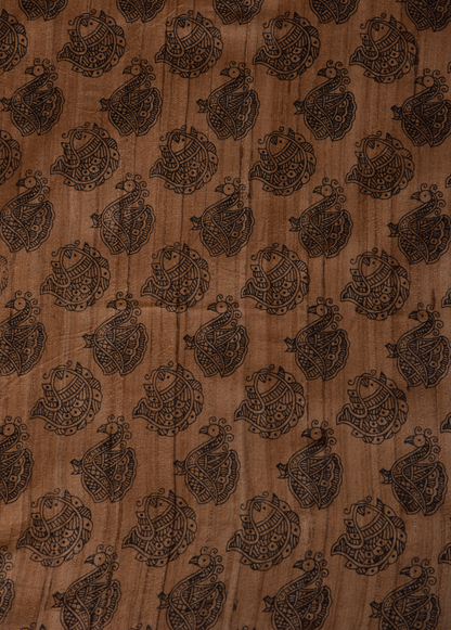 Yellow Tussar Printed Saree