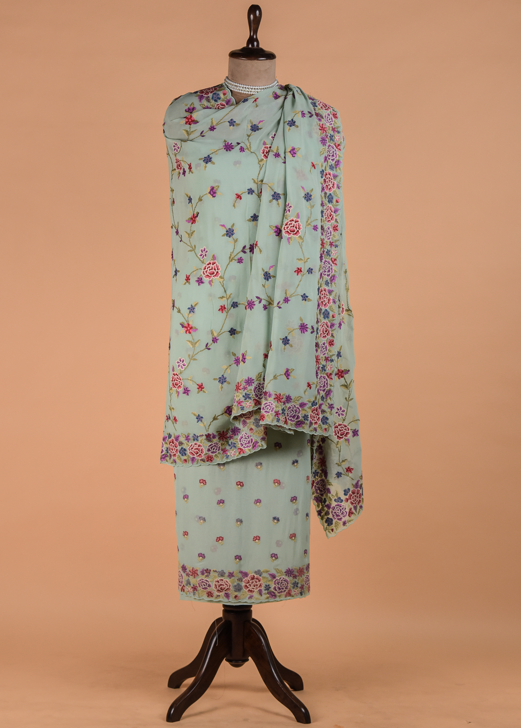 Blue Georgette Dress Material - Image 4 | Greenways Delhi