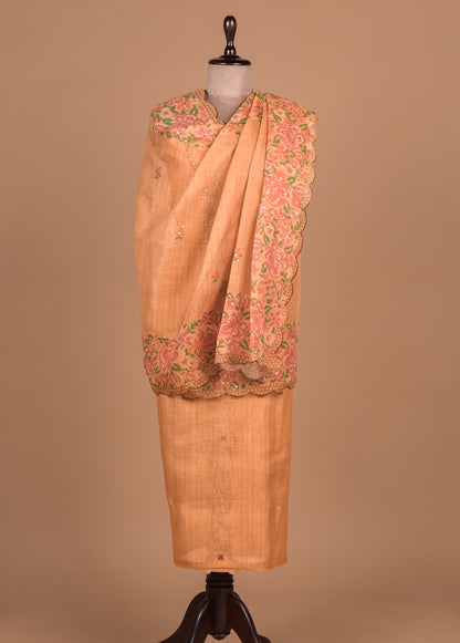 Yellow Tissue Cotton Dress Material