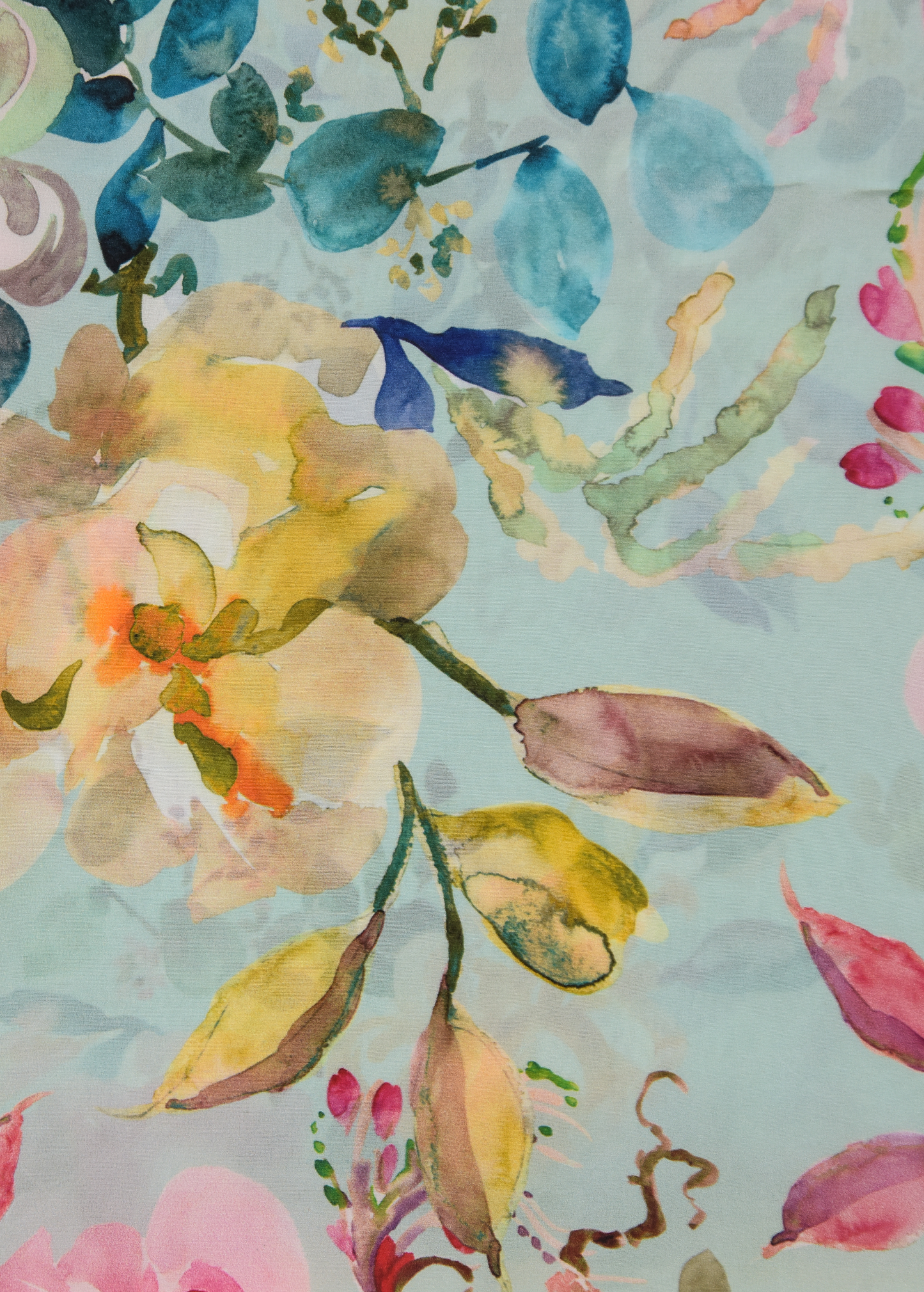 Blue Chiffon Printed Saree