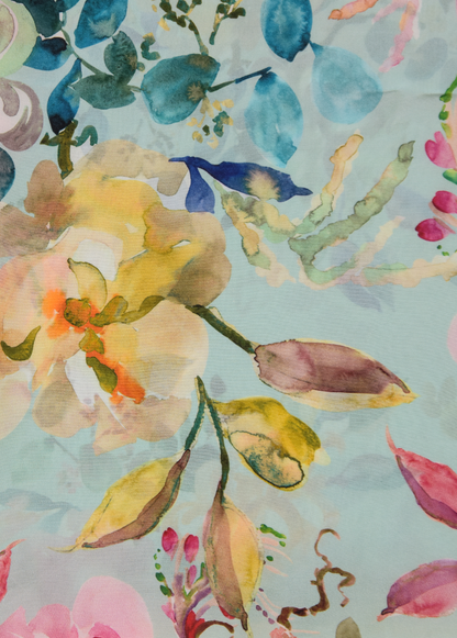 Blue Chiffon Printed Saree