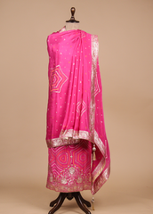 Pink Crepe Silk Dress Material