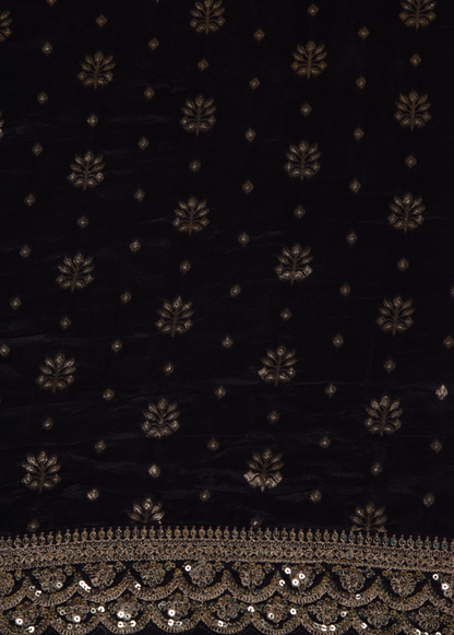 Black Dola Silk Embroidered Saree