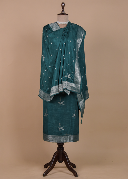 Green Cotton Silk Dress Material