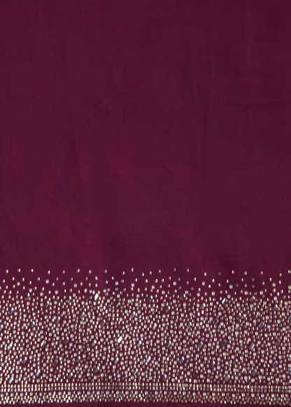 Wine Chantily Lace Embroidered Saree