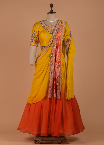 Yellow Georgette Lehenga