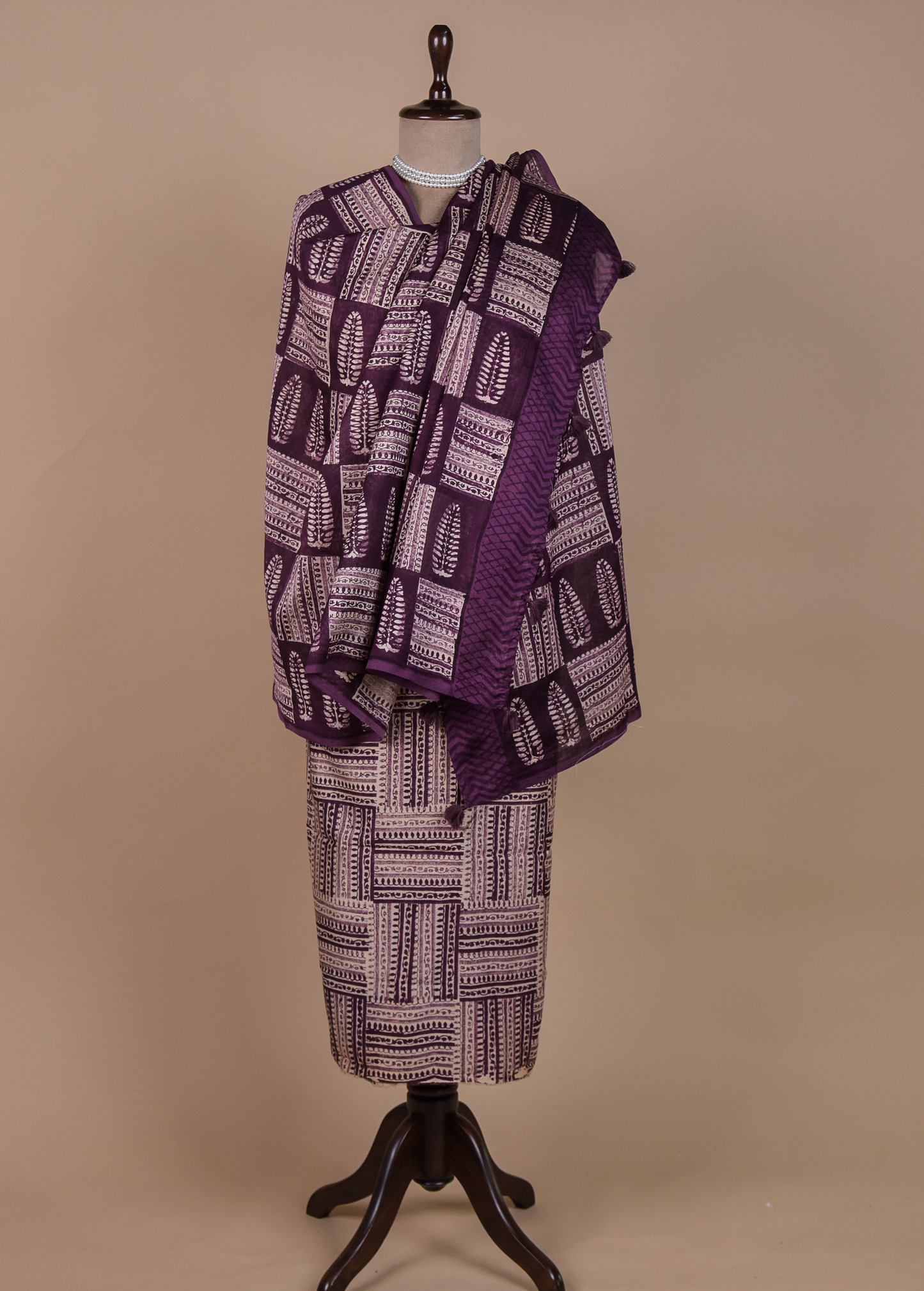 Purple Cotton Tussar Dress Material