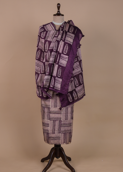 Purple Cotton Tussar Dress Material